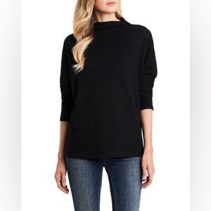 Vince Camuto High-Neck Dolman Sleeve Top in Black | Size L